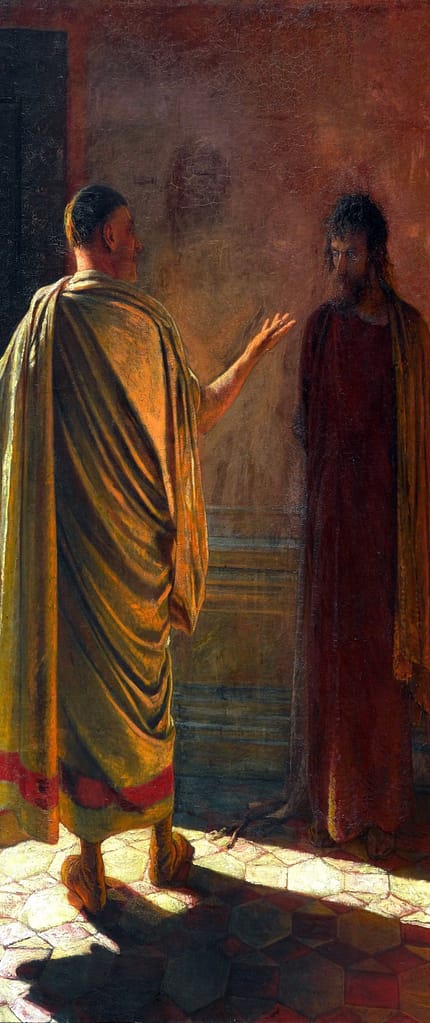 Pilate debating with Jesus
